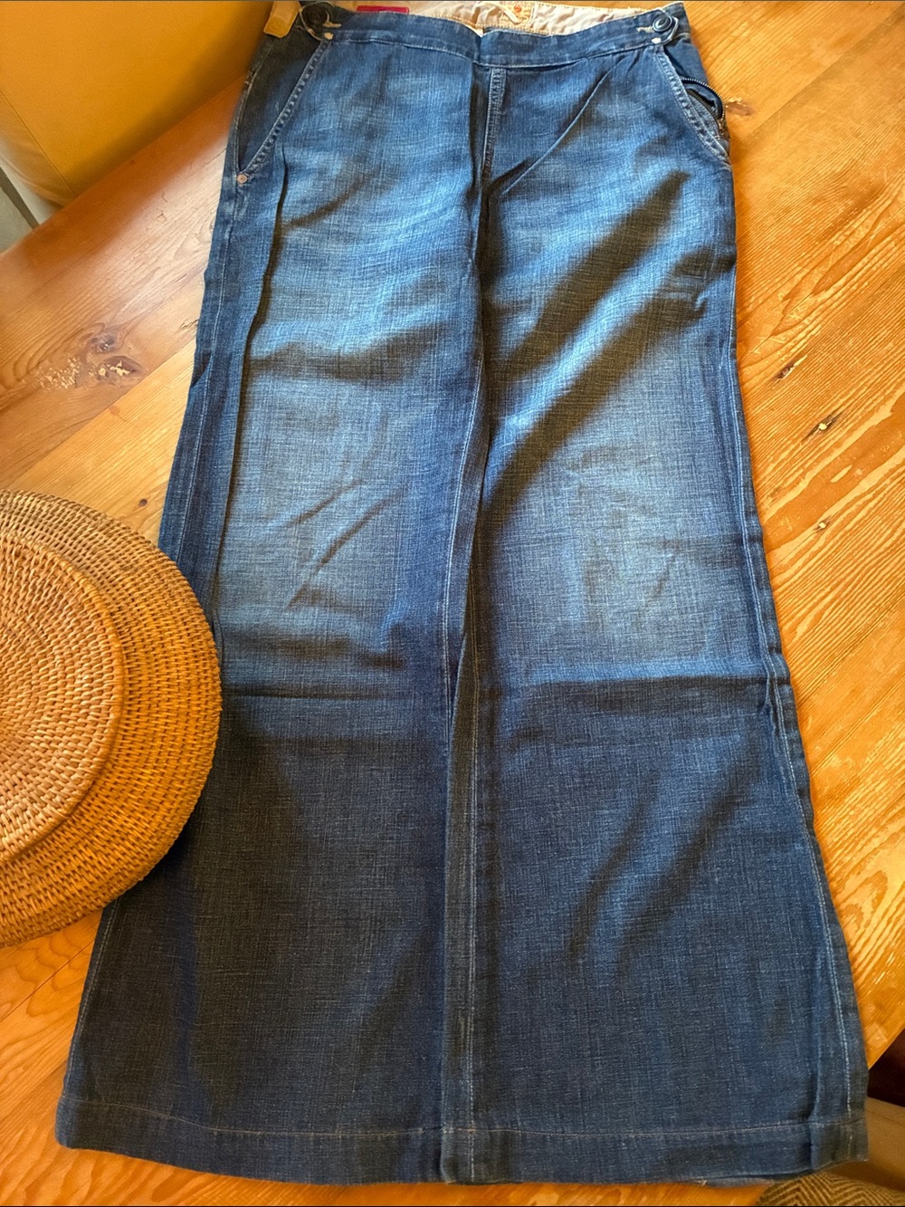 AG Adriano Goldschmied Wide Leg Medium Wash Sailor Soft Denim Blue Jeans